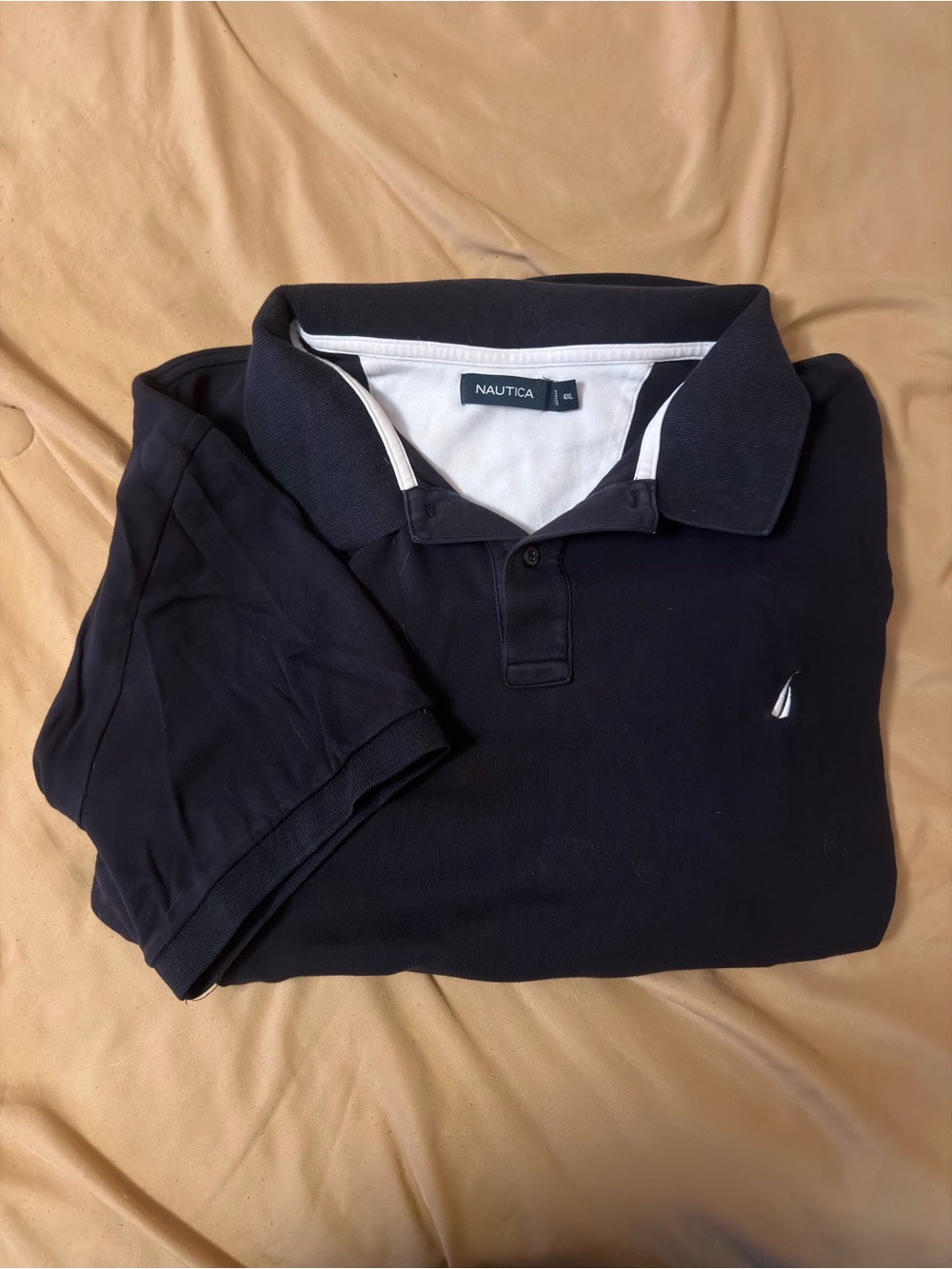 Nautica Men’s Dark Navy Polo with White Trim